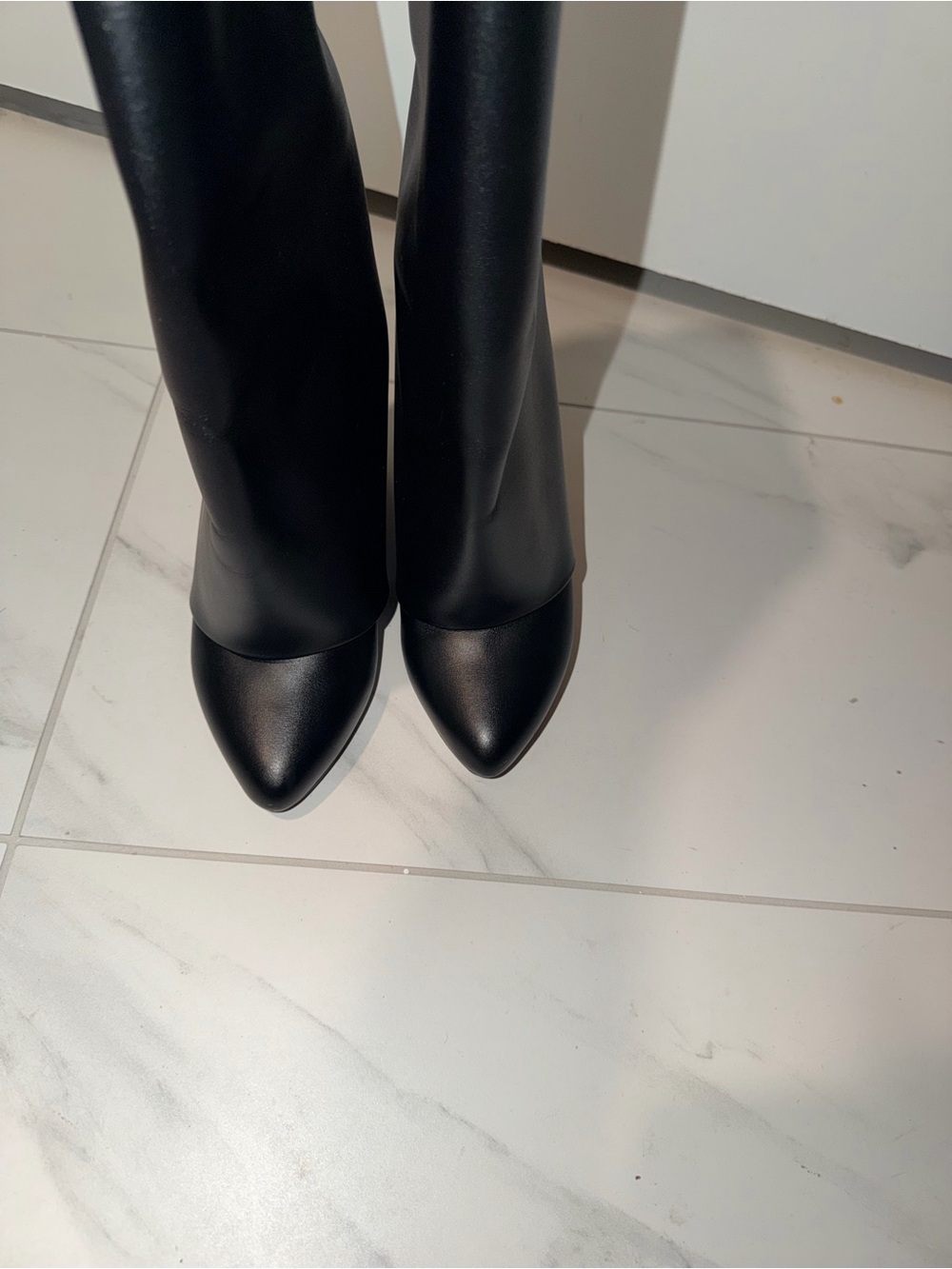 Givenchy Black Wedge Knee Boots with Padlock Accent - Picture 3 of 8
